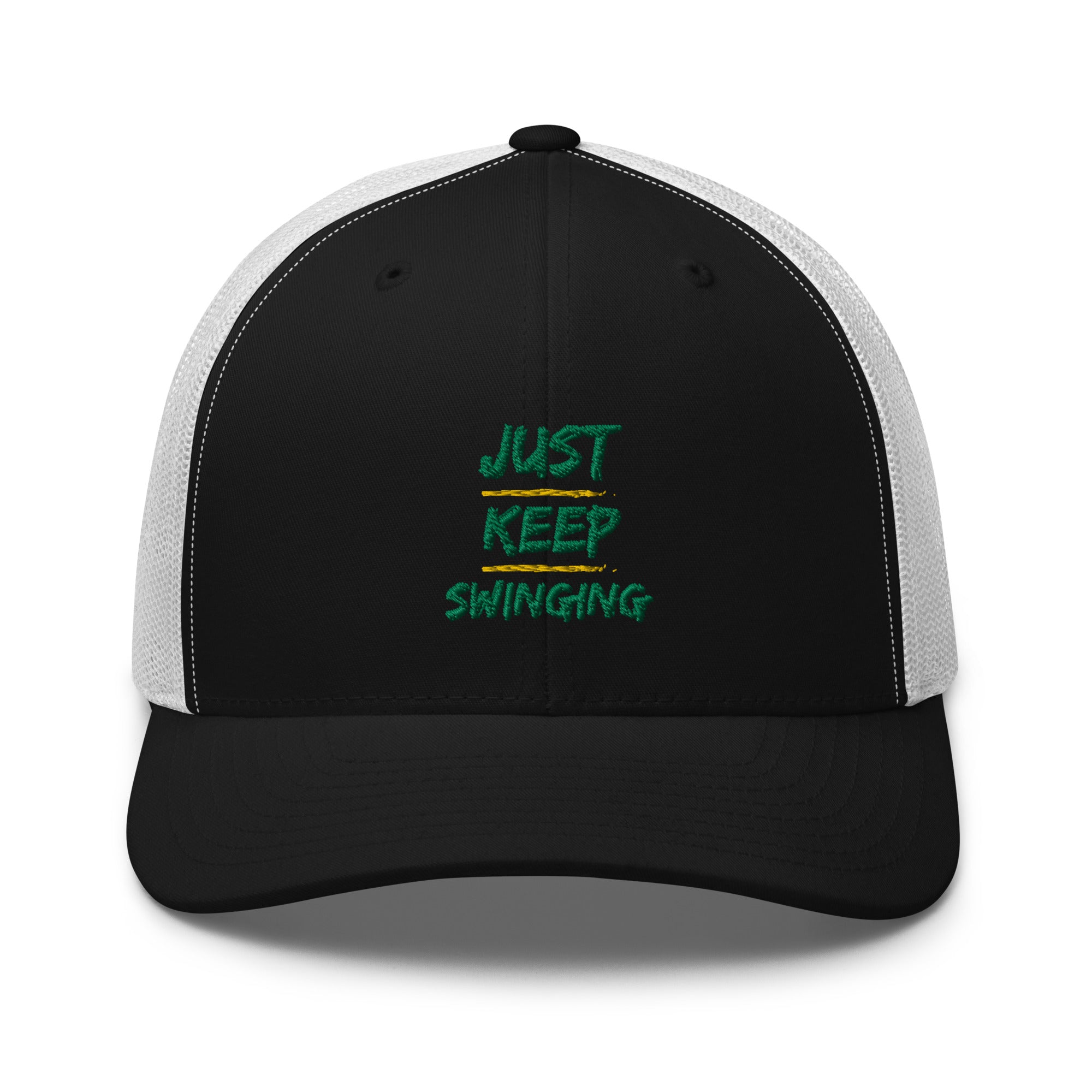 Just Keep Swinging - Performance Cap - Mesh Back - Green logo - Pickleball Puns