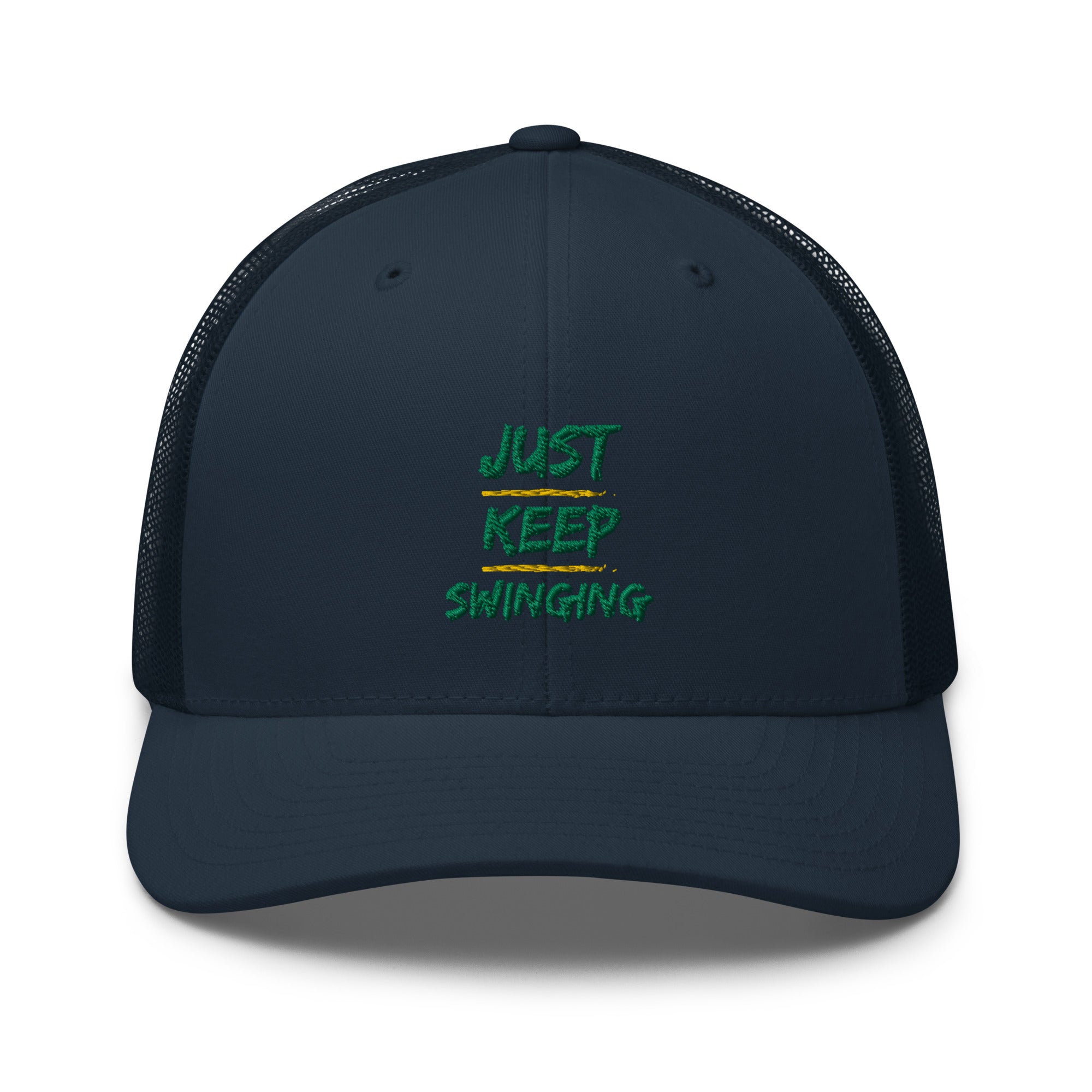 Just Keep Swinging - Performance Cap - Mesh Back - Green logo - Pickleball Puns