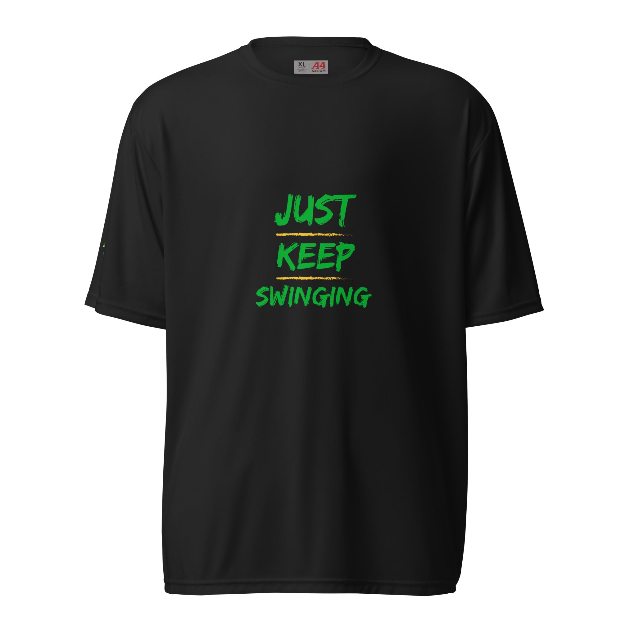 Just Keep Swinging - Men's Performance Crew Neck T-Shirt - Green - Pickleball Puns