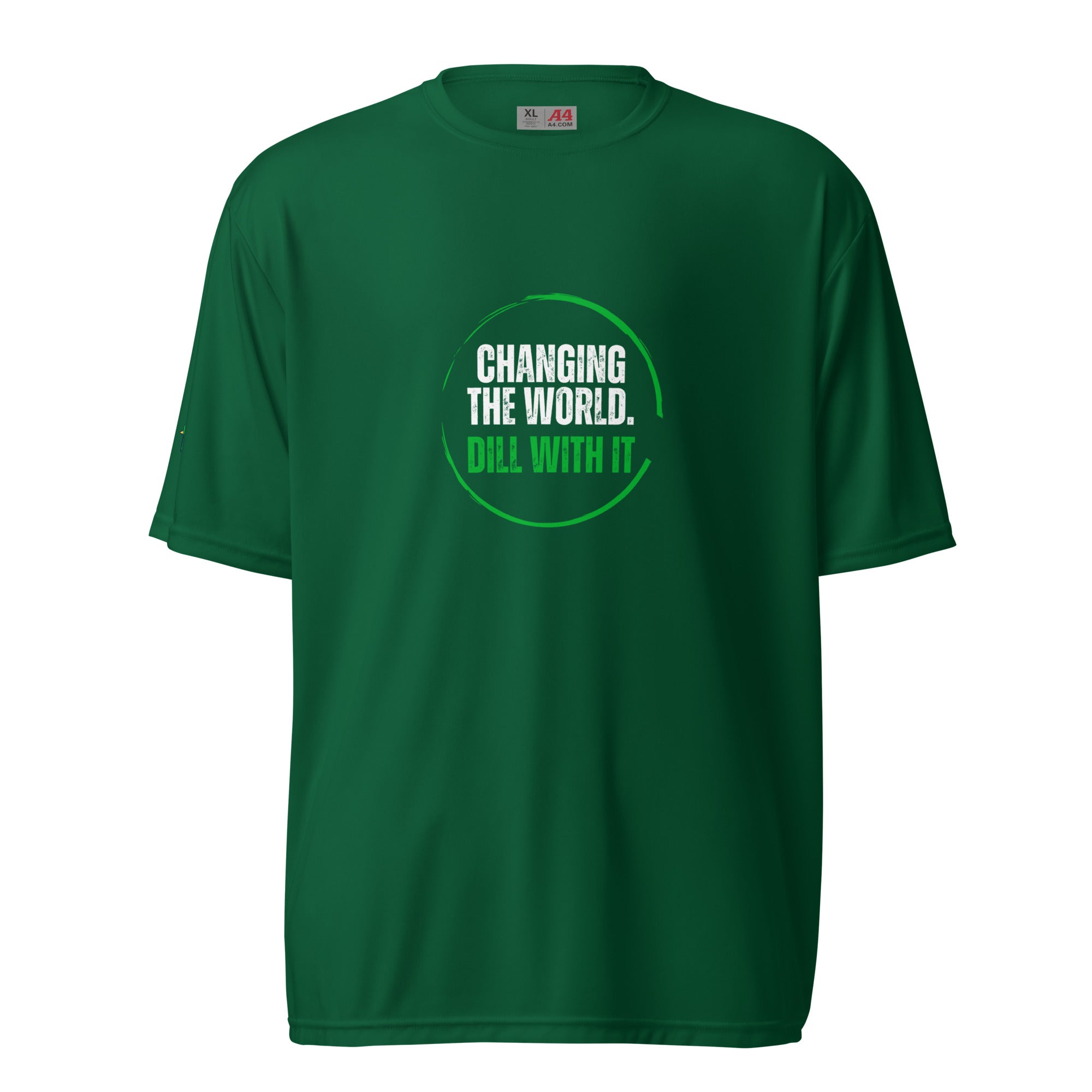 Changing the World Dill With It - Men's Performance Crew Neck T-Shirt - Green Design - Pickleball Puns