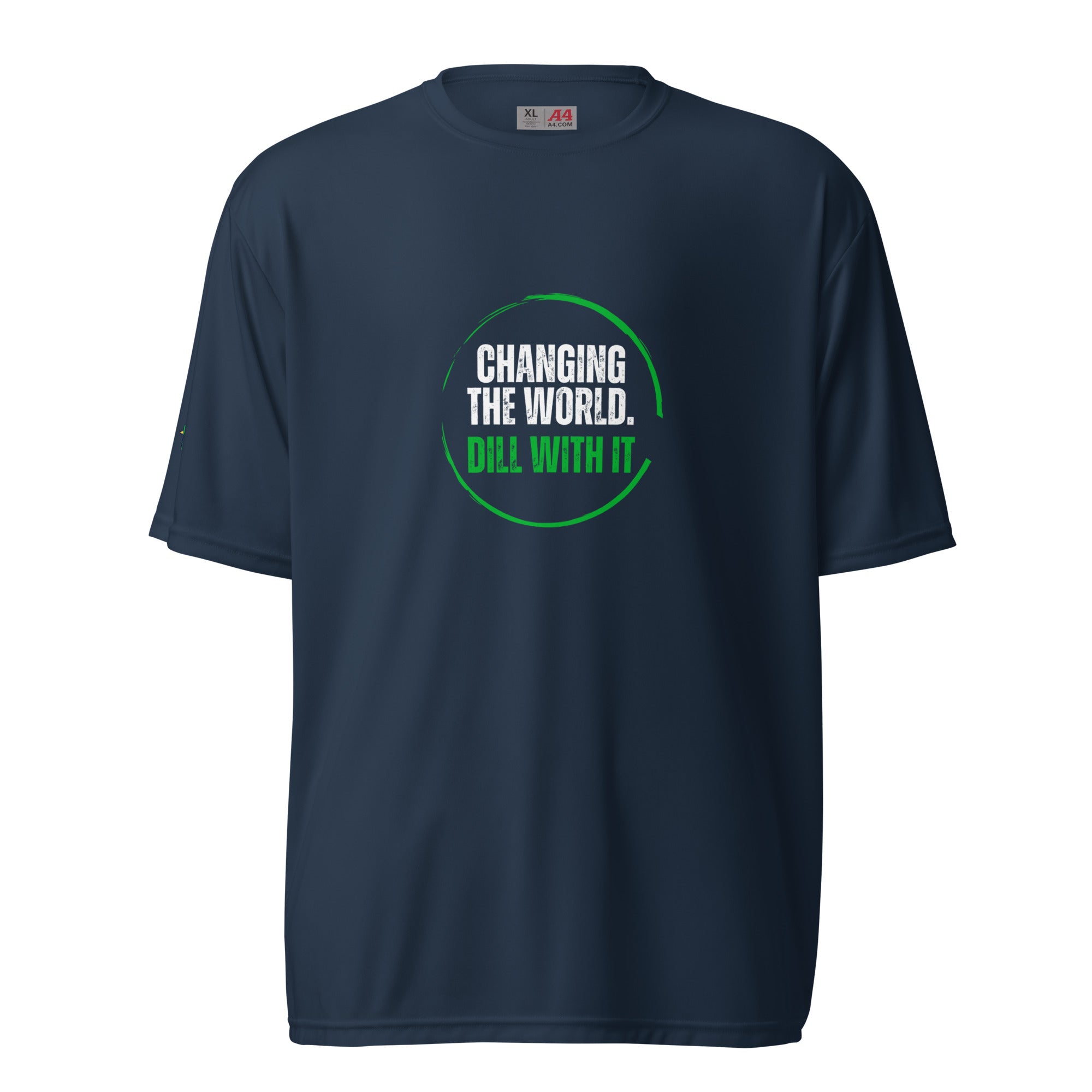 Changing the World Dill With It - Men's Performance Crew Neck T-Shirt - Green Design - Pickleball Puns